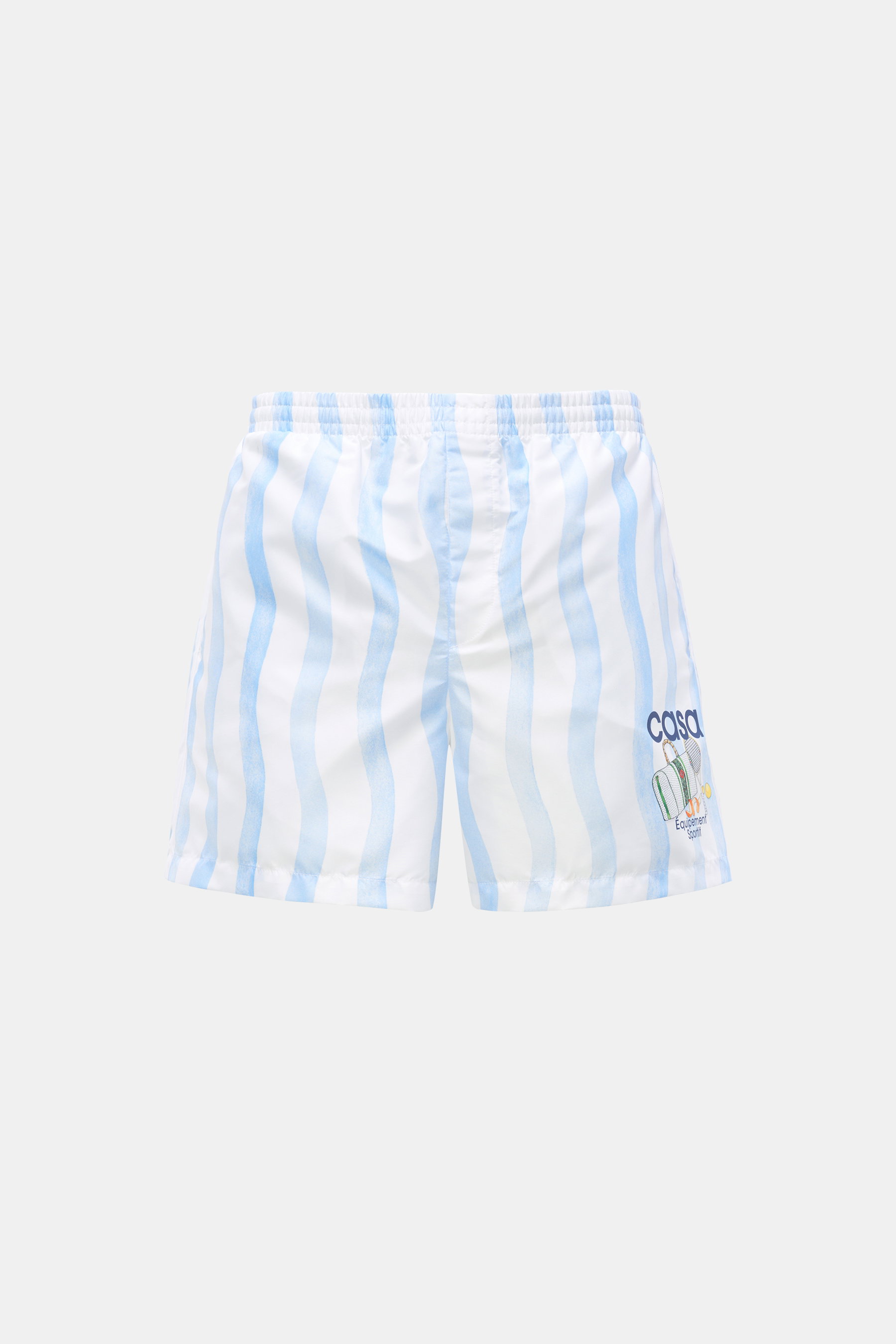Casablanca Badeshorts 'Blue Waves' weiß/hellblau gestreift