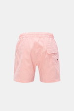 Rear view of 04651/ A trip in a bag Seersucker swim shorts 'Seersucker Swim' orange/white striped with elastic waistband and back pocket.

Description: <p>You'll be perfectly prepared for a dip in the sea or the pool in the 'Seersucker Swim' swim shorts b