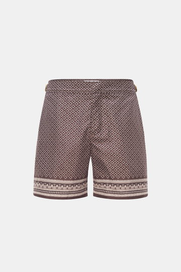Orlebar Brown Badeshorts 'Bulldog' graubraun/schwarz/creme gemustert