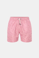 Front view of 04651/ A trip in a bag Badeshorts 'Seamap' hellrot/weiß gemustert with elastic waistband, drawstring, side and back pockets, quick-dry microfiber.
