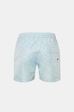 Rear view of 04651/ A trip in a bag Badeshorts 'Seamap' mint/weiß gemustert with elastic waistband, quick-dry microfiber, side pockets, and back flap pocket.