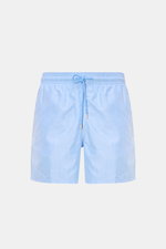 Vorderansicht der hellblauen Vilebrequin Badeshorts 'Moorea' aus leichter Microfaser mit elastischem Bund, Tunnelzug und Taschen.