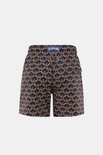 Vilebrequin Badeshorts 'Moorise' dark navy/beige gemustert, Rückansicht, Regular Fit, elastischer Bund, Tasche, hochwertige Microfaser, Mesh-Futter.