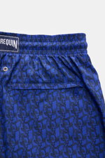Vilebrequin Badeshorts 'Mahina' dunkelblau/schwarz gemustert, Rückansicht, elastischer Bund, Gesäßtasche mit Zipper, Microfaser, Regular Fit