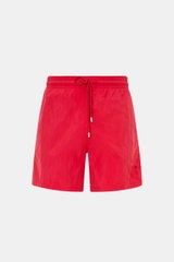 Vilebrequin Swim shorts 'Moorea Magic' red, front view, high-quality microfibre, elastic waistband, drawstring, side and back pockets, water-reactive pattern.