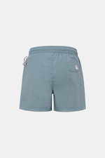 Fedeli Badeshorts 'Madeira Airstop' rauchblau, Rückansicht, Regular Fit, elastischer Bund, Gesäßtasche mit Klett, Karabinerhaken Walform, schnelltrocknend