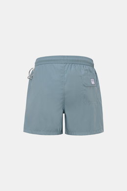 Fedeli Badeshorts 'Madeira Airstop' rauchblau, Rückansicht, Regular Fit, elastischer Bund, Gesäßtasche mit Klett, Karabinerhaken Walform, schnelltrocknend