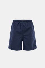 Front view of Ami Paris Swim shorts navy in solid dark blue with elasticated waistband and visible stitching, perfect for beach and pool.

<p>Perfect for beach and pool: These swim shorts by AMI PARIS combine sporty style with fine microfibre fabric.</p>
