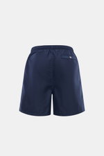 Rear view of Ami Paris Swim shorts navy in smooth navy microfibre with elastic waistband, back snap button pocket, and regular fit.

Description: <p>Perfect for beach and pool: These swim shorts by AMI PARIS combine sporty style with fine microfibre fabri