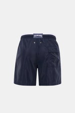 Vilebrequin Badeshorts 'Moka' navy Rückansicht, Regular Fit, elastischer Bund, Tasche mit Klettverschluss, Entwässerungsösen, Turtle-Stitching.