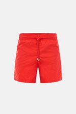 Vorderansicht der Vilebrequin Badeshorts 'Moorea' rot aus hochwertiger Microfaser mit elastischem Bund, Tunnelzug und Mesh-Innenfutter.