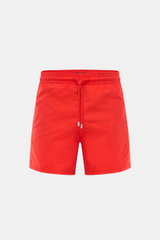 Vorderansicht der Vilebrequin Badeshorts 'Moorea' rot aus hochwertiger Microfaser mit elastischem Bund, Tunnelzug und Mesh-Innenfutter.