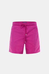 Vorderansicht der Vilebrequin Badeshorts 'Moorea' violett aus hochwertiger Microfaser mit elastischem Bund und Tunnelzug, Regular Fit.
