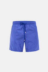 Vorderansicht der Vilebrequin Badeshorts 'Moorea' blau aus hochwertiger, leichter Microfaser mit elastischem Bund und Tunnelzug.