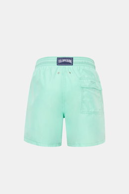 Vilebrequin Badeshorts 'Moorea' mintgrün, Rückansicht, hochwertige Microfaser, Regular Fit, elastischer Bund, Taschen, Entwässerungsösen, Mesh-Innenfutter.