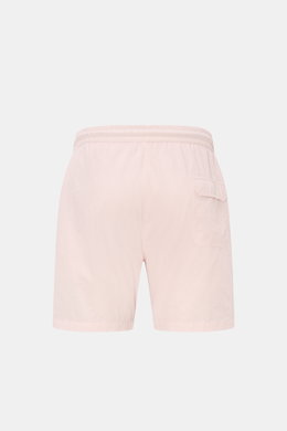 Rear view of 04651/ A trip in a bag Swim shorts 'Mono Seersucker' rose in light pink seersucker fabric with elastic waistband and back pocket.

Description: <p>Perfect for your next summer holiday: With their design in seersucker look, these swim shorts b