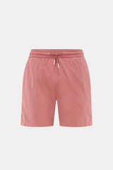 Frontansicht der mauvefarbenen 04651/ A trip in a bag Badeshorts 'Mono Seersucker' aus leichtem Seersucker-Microfaserstoff mit elastischem Bund, Tunnelzug und Mesh-Innenfutter.