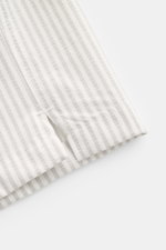 Close-up view of the hem with side vents on 04651/ A trip in a bag Swim shorts light grey/white striped, showing the seersucker cotton and microfibre fabric texture.

Description: <p>Perfect for your next summer holiday: With their modern striped pattern,