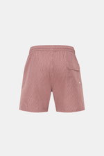 Rückansicht der 04651/ A trip in a bag Badeshorts "Hansen" taupe/rot gemustert mit elastischem Bund, Taschen und seitlichen Saumschlitzen, Regular Fit.
