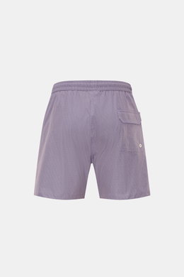 04651/ A trip in a bag Badeshorts 'Hansen' lavender/taupe gemustert, Rückansicht, Regular Fit, elastischer Bund, Taschen, Microfaser, leichter Griff.