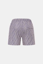 Rückansicht der 04651/ A trip in a bag Badeshorts 'Superkilen' lavender/pastellgelb gemustert mit elastischem Bund, Regular Fit, Taschen und Mesh-Innenfutter.