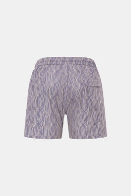 Rückansicht der 04651/ A trip in a bag Badeshorts 'Superkilen' lavender/pastellgelb gemustert mit elastischem Bund, Regular Fit, Taschen und Mesh-Innenfutter.