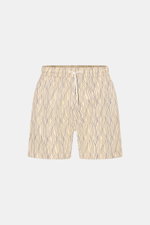 04651/ A trip in a bag Badeshorts "Superkilen" pastellgelb/lavender gemustert, frontale Ansicht, Microfaser, Regular Fit, Tunnelzugbund, Taschen, Mesh-Innenfutter.