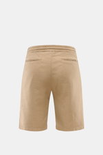 Marco Pescarolo Bermudas 'Cenito' beige, Rückansicht, leichte Leinen-Lyocell-Qualität, elastischer Bund mit Tunnelzug, Reißverschluss-Taschen.