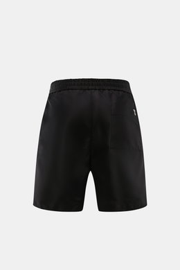 Ami Paris Shorts schwarz von hinten, elastischer Bund mit Tunnelzug, Popeline aus Nylon, glatter Griff, aufgesetzte Gesäßtasche mit Metall-Logo.