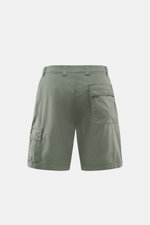 C.P. Company Cargo-Bermudas graugrün, Rückansicht, Utility-Ästhetik, Baumwolle-Microfaser-Mix, Regular Fit, Cargo- und Gesäßtasche mit Patte, Reißverschluss und Bundknopf.