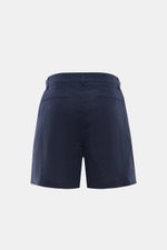 Percival Leinenshorts navy in Regular Fit, Rückansicht, reines Leinen mit französischen und paspelierten Taschen, leichte Materialstruktur.