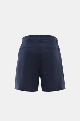 Percival Leinenshorts navy in Regular Fit, Rückansicht, reines Leinen mit französischen und paspelierten Taschen, leichte Materialstruktur.