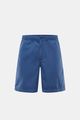 Polo Ralph Lauren Shorts 'Prepster' dunkelblau, frontale Nahaufnahme, reine Baumwolle, weicher Griff, Regular Fit, elastischer Bund mit Tunnelzug, Reißverschluss, Bundknopf, französische Taschen, paspelierte Gesäßtaschen, Logo-Stitching, sommerlicher Eyec