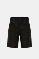 Schwarze 04651/ A trip in a bag Leinenshorts, frontale Aufnahme, Regular Fit, elastischer Bund, französische Taschen, weiches Leinen, garment dyed.