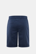 Rückansicht der navyfarbenen 04651/ A trip in a bag Seersucker-Shorts aus Microfaser mit Regular Fit, französischen Taschen, Bundfalte und Saumaufschlag.