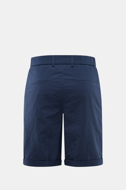 Rückansicht der navyfarbenen 04651/ A trip in a bag Seersucker-Shorts aus Microfaser mit Regular Fit, französischen Taschen, Bundfalte und Saumaufschlag.