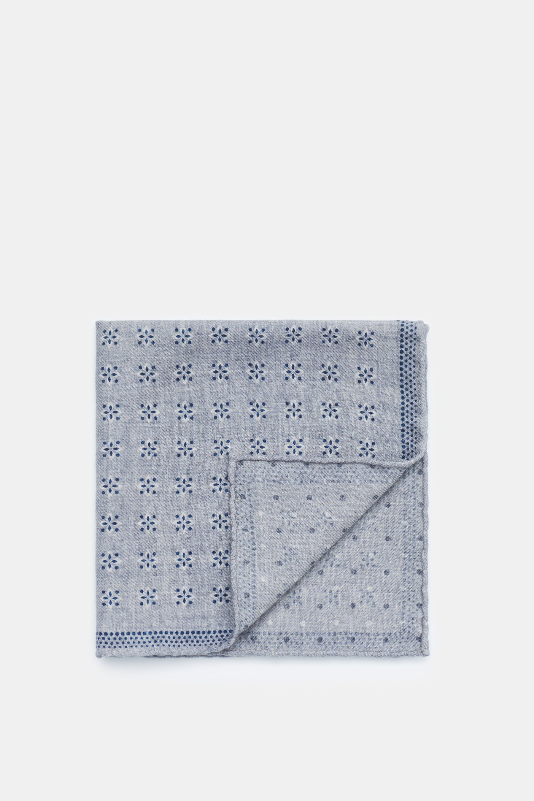 Brunello Cucinelli Einstecktuch grau/navy gemustert