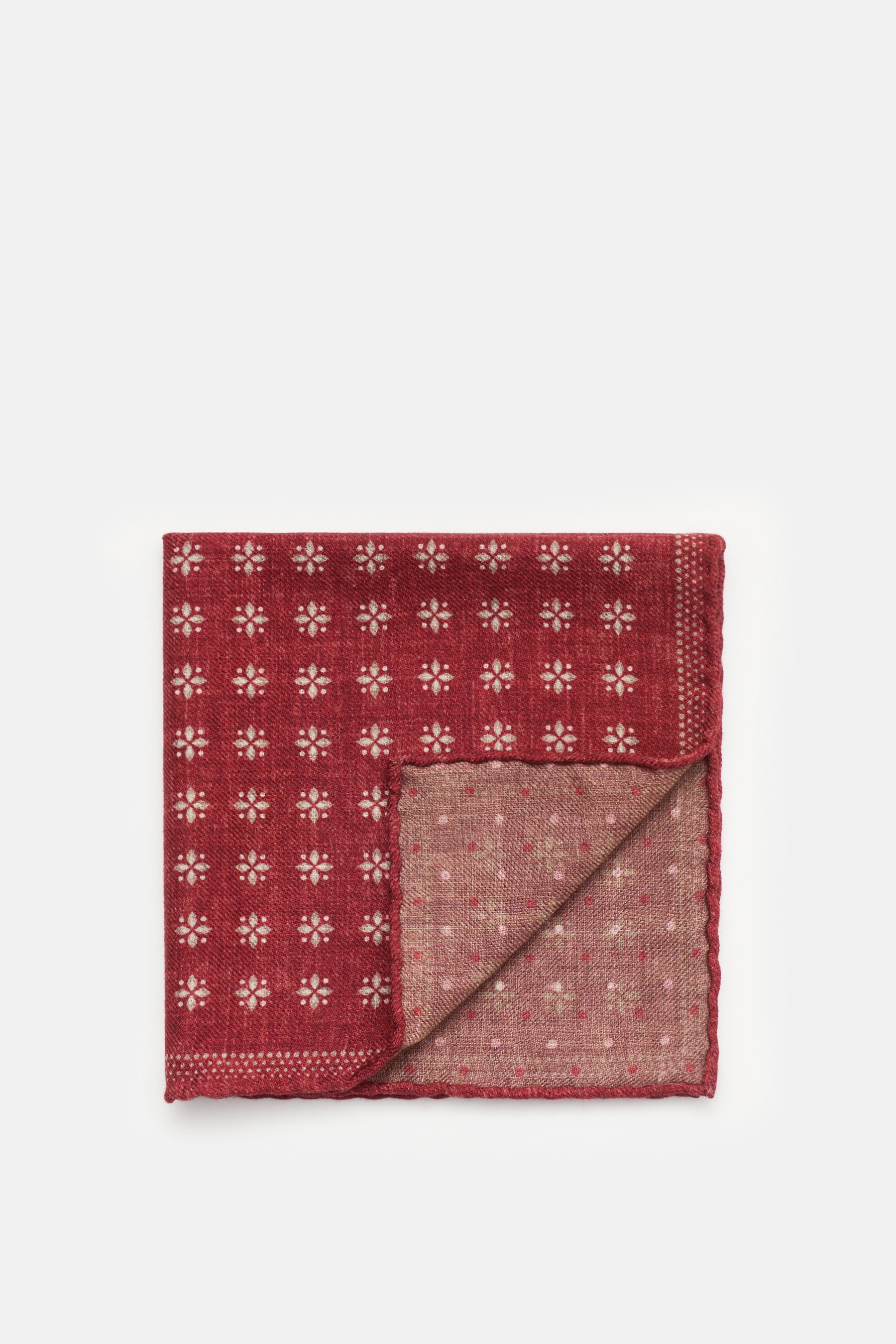 Brunello Cucinelli Einstecktuch bordeaux/beige gemustert