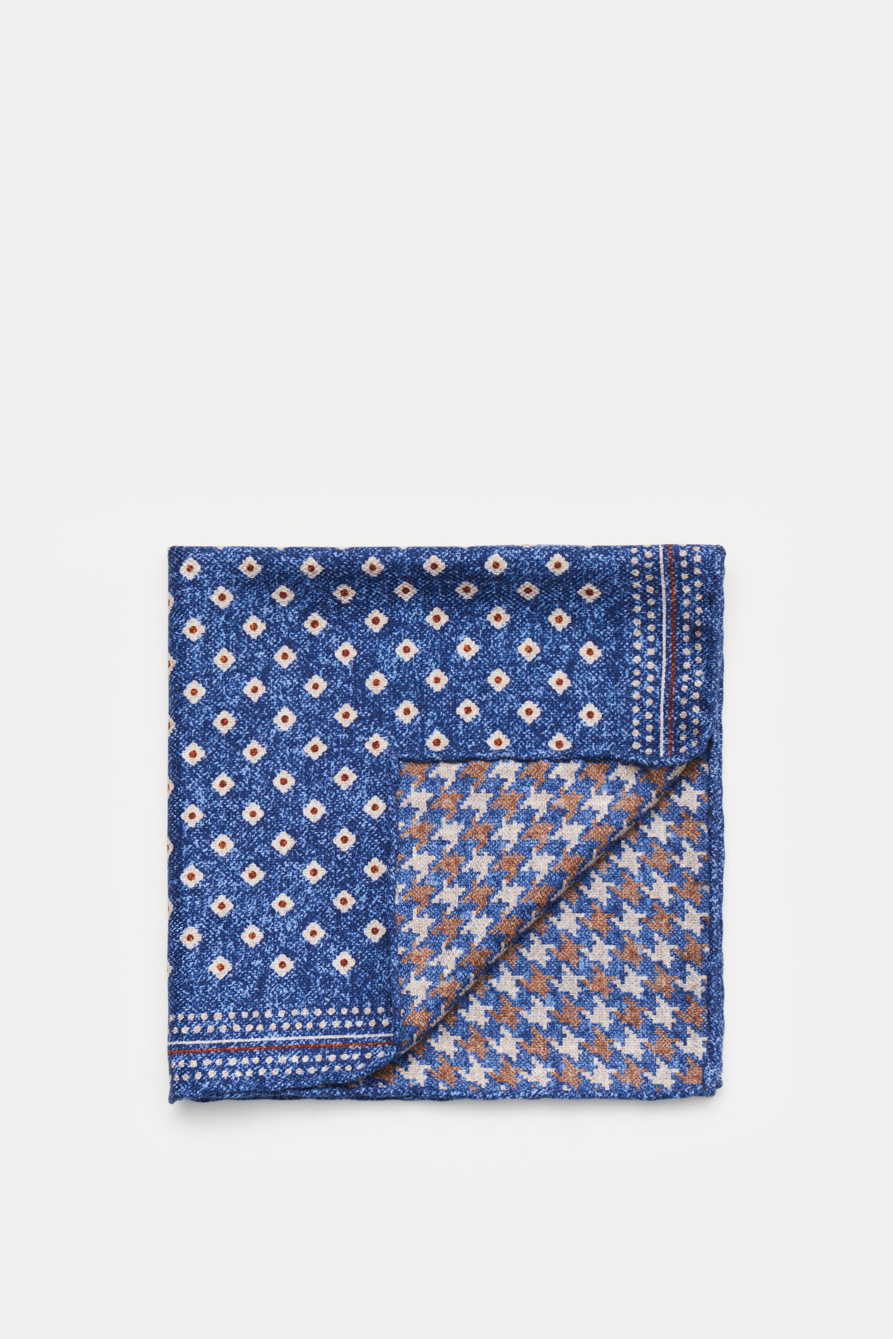 Brunello Cucinelli Einstecktuch graublau/graubraun gemustert