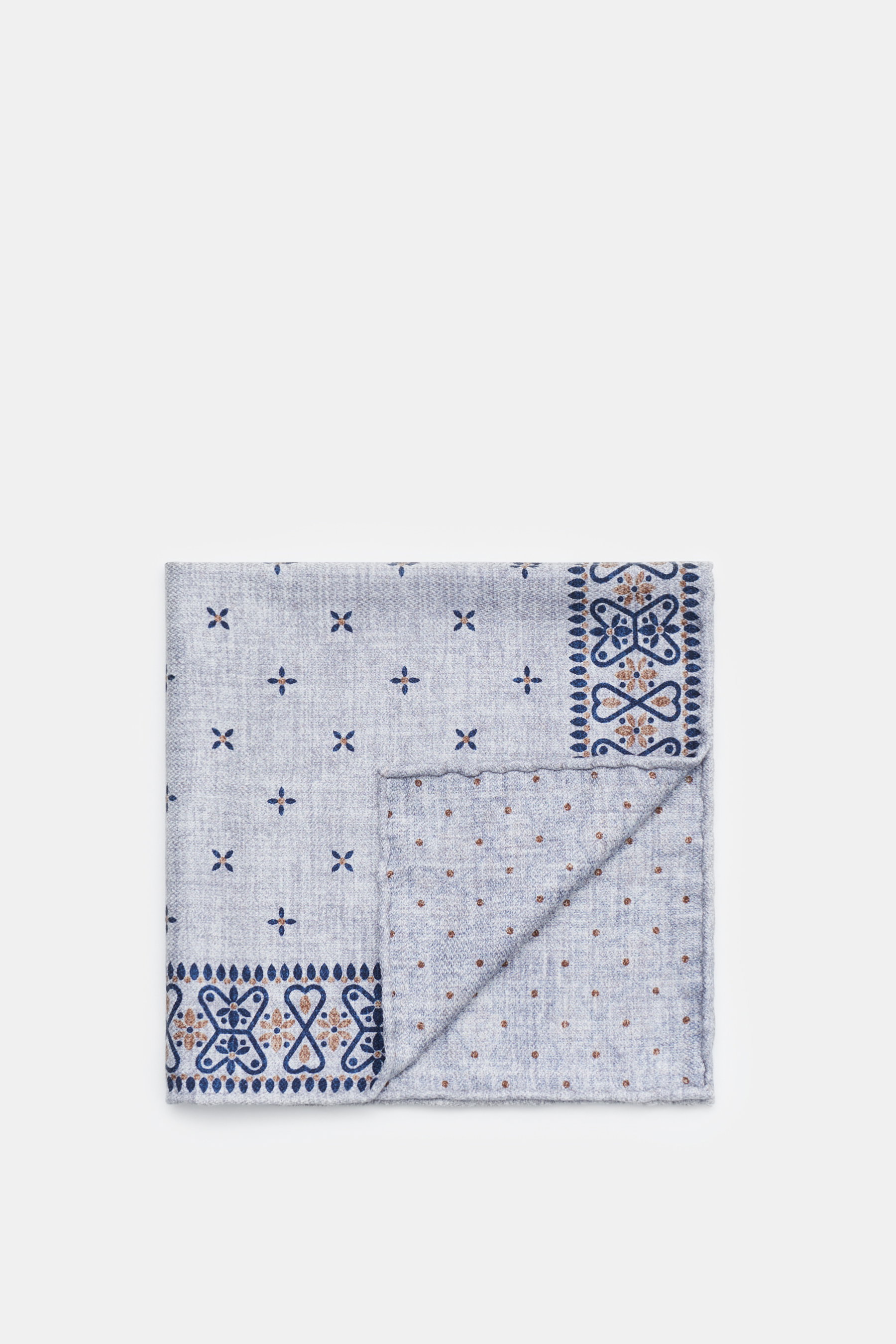 Brunello Cucinelli Pocket square light grey/navy patterned