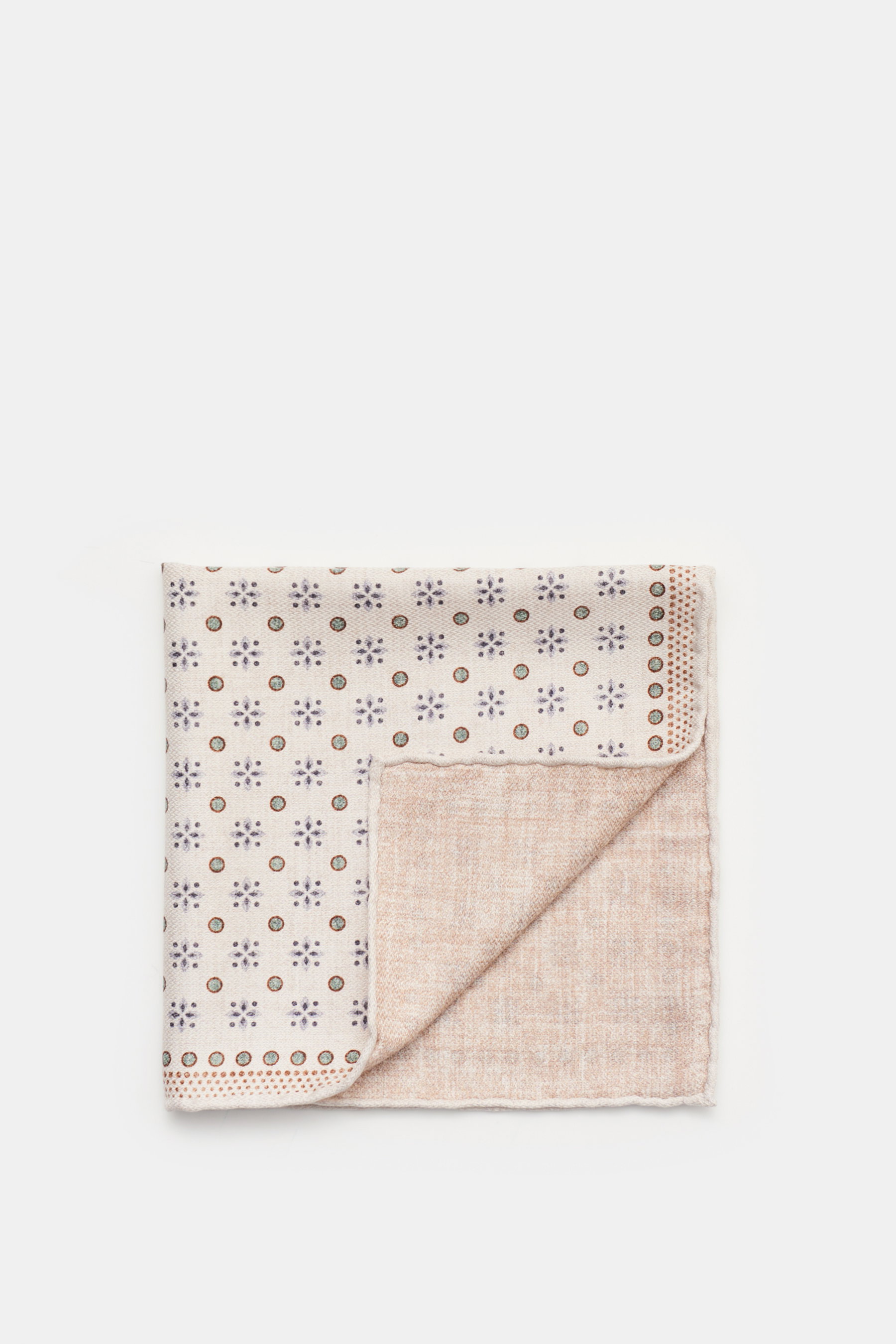 Brunello Cucinelli Einstecktuch creme/graugrün gemustert