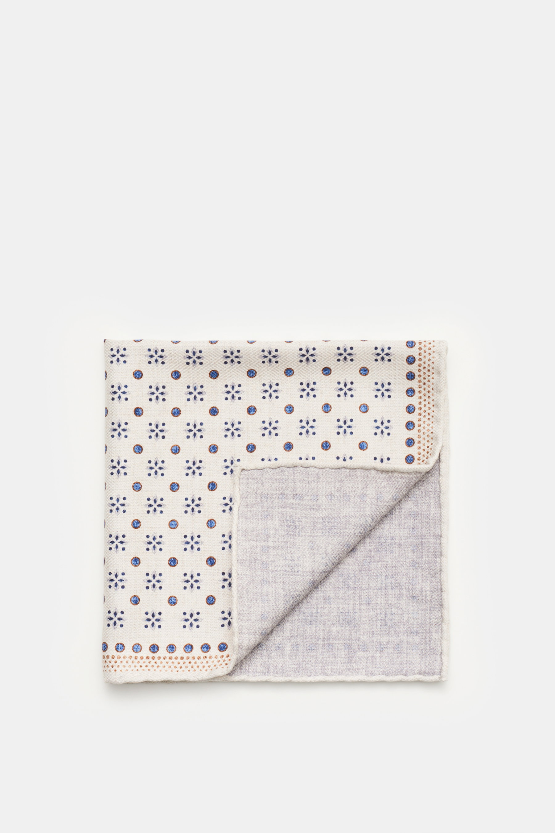 Brunello Cucinelli Einstecktuch creme/graublau gemustert