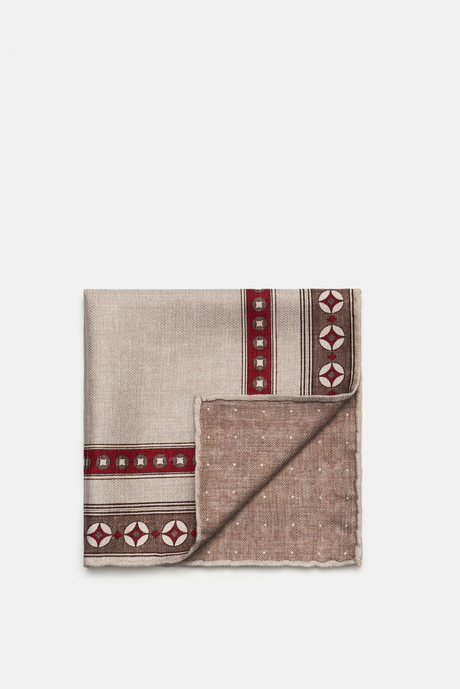 Brunello Cucinelli Einstecktuch beige/bordeaux gemustert