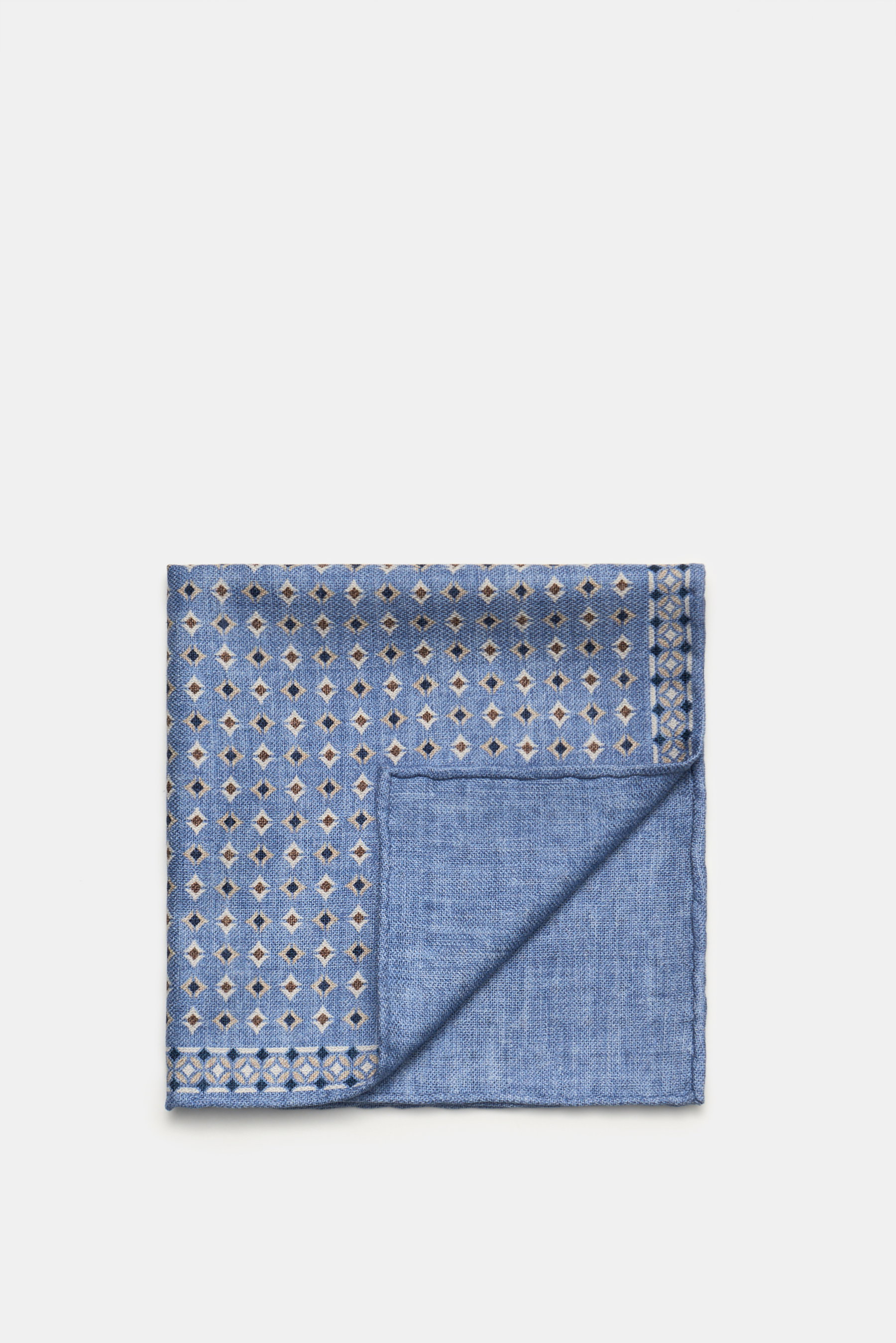 Brunello Cucinelli Einstecktuch rauchblau/creme gemustert