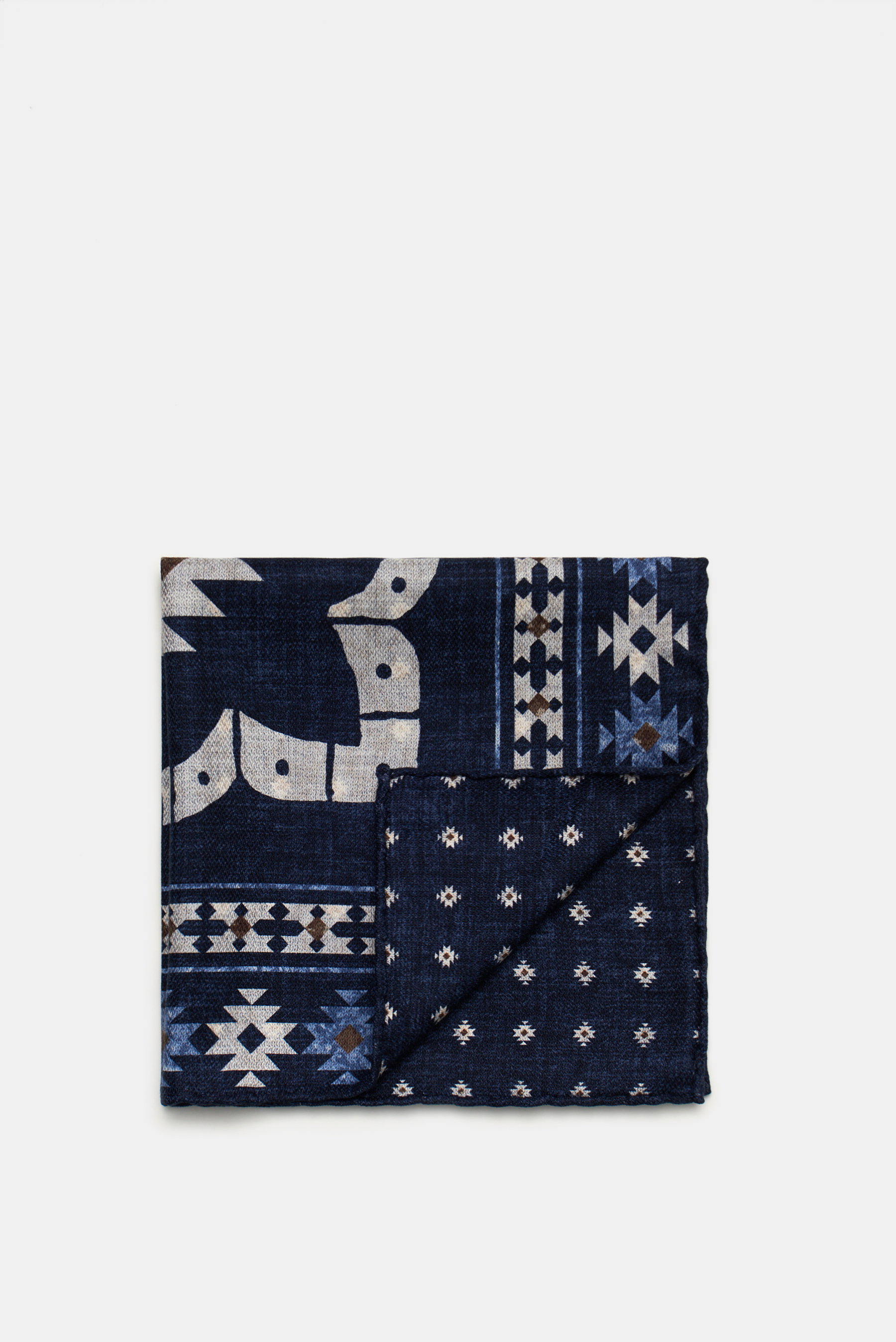 Brunello Cucinelli Einstecktuch navy/offwhite gemustert