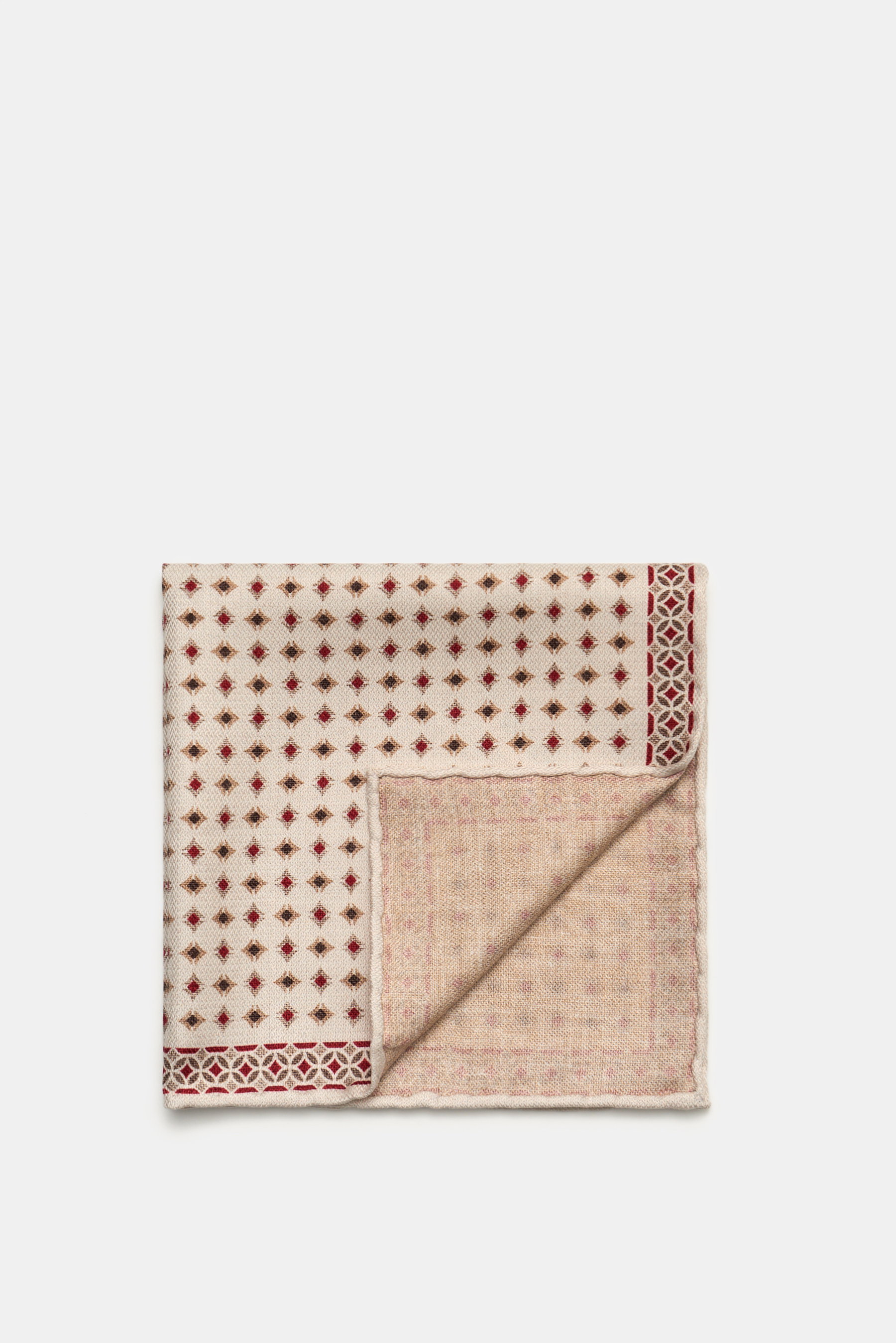 Brunello Cucinelli Einstecktuch creme/bordeaux gemustert