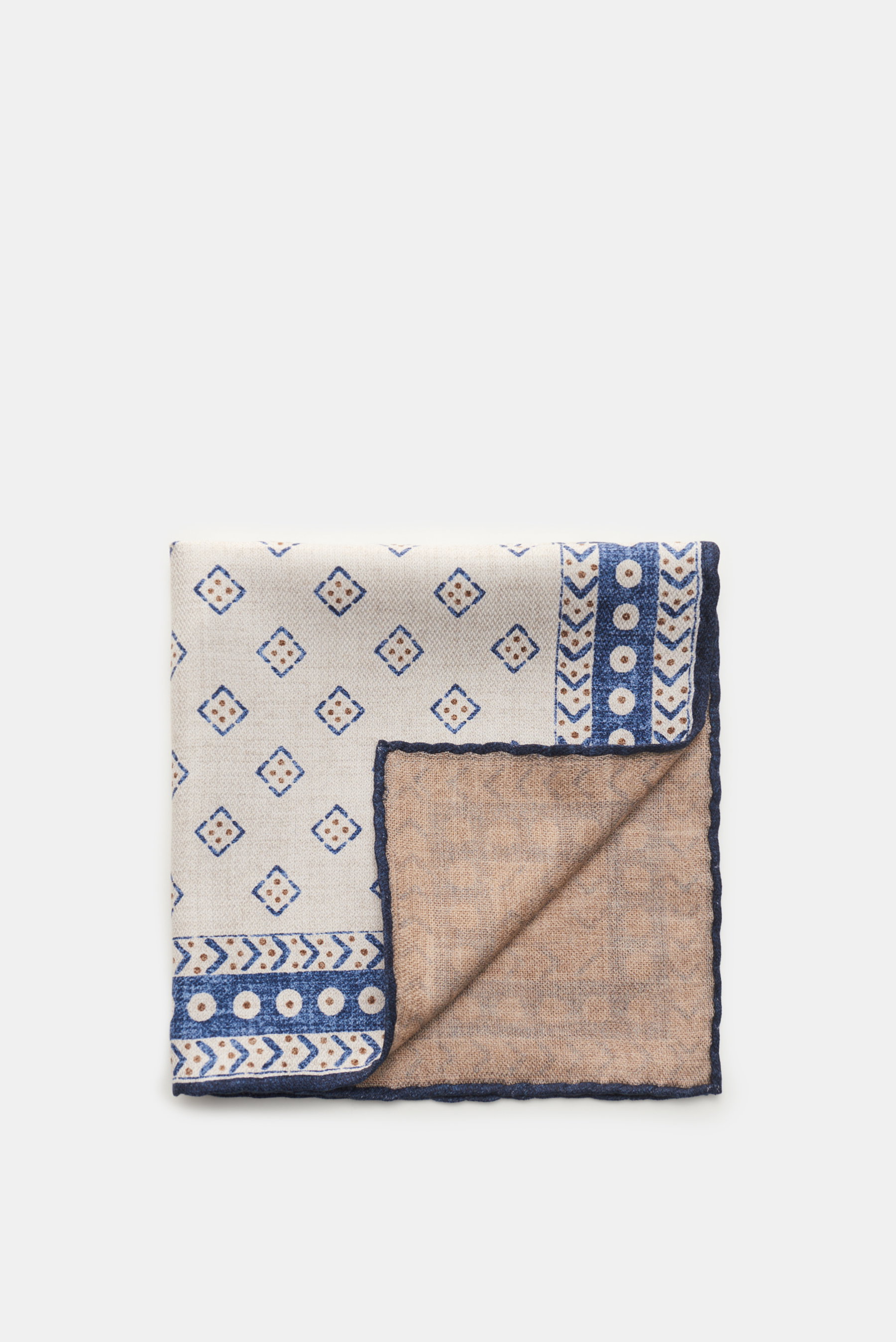 Brunello Cucinelli Einstecktuch creme/graublau gemustert