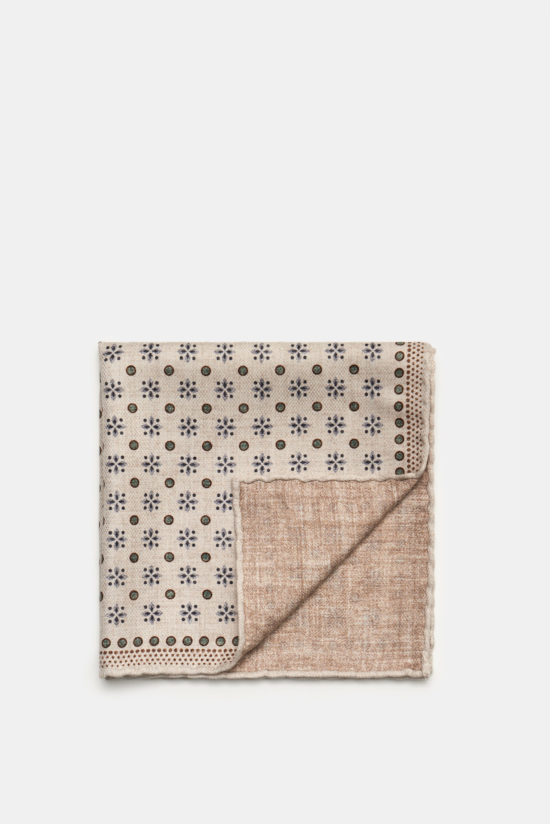 Brunello Cucinelli Einstecktuch creme/graugrün gemustert