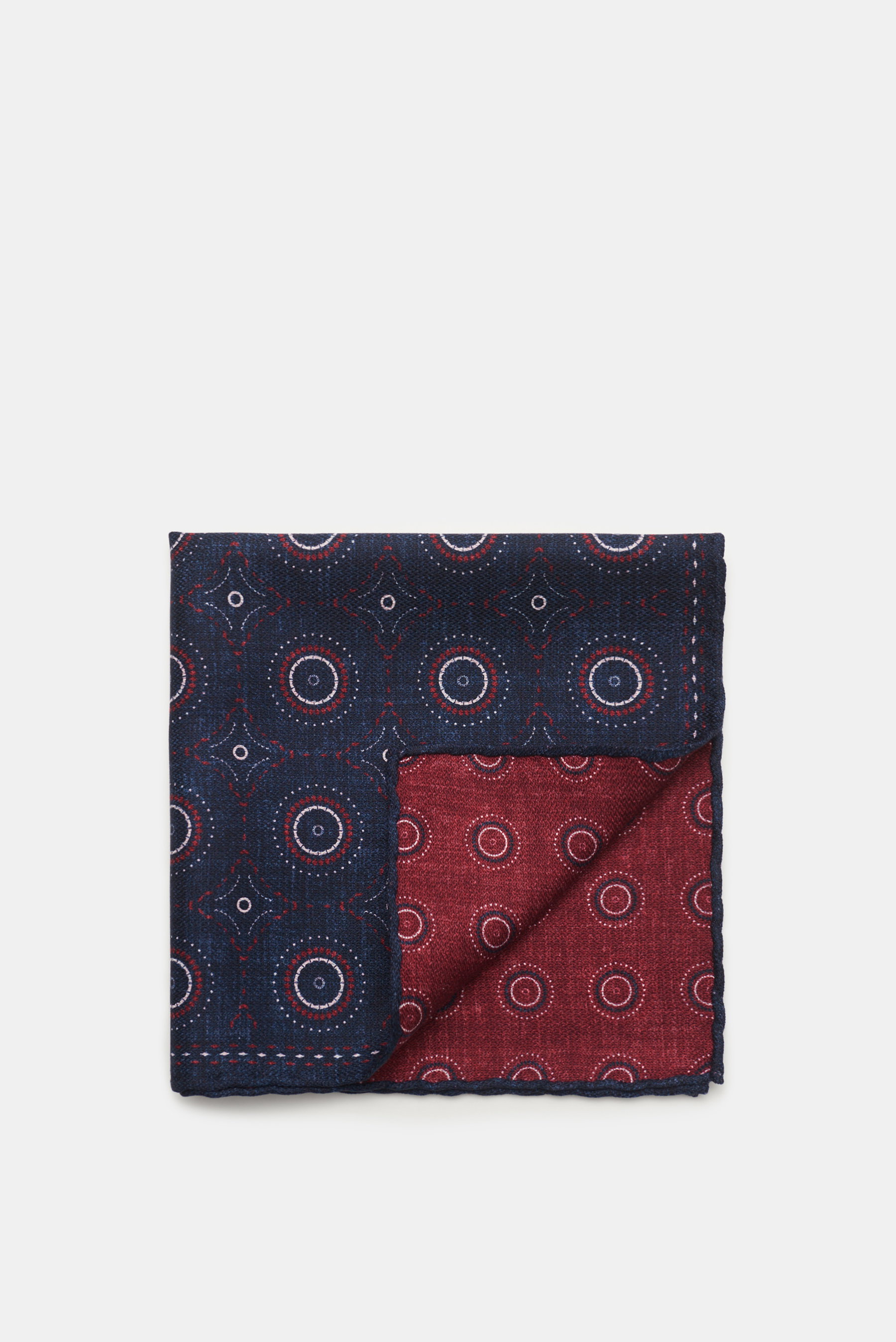 Brunello Cucinelli Einstecktuch navy/bordeaux gemustert