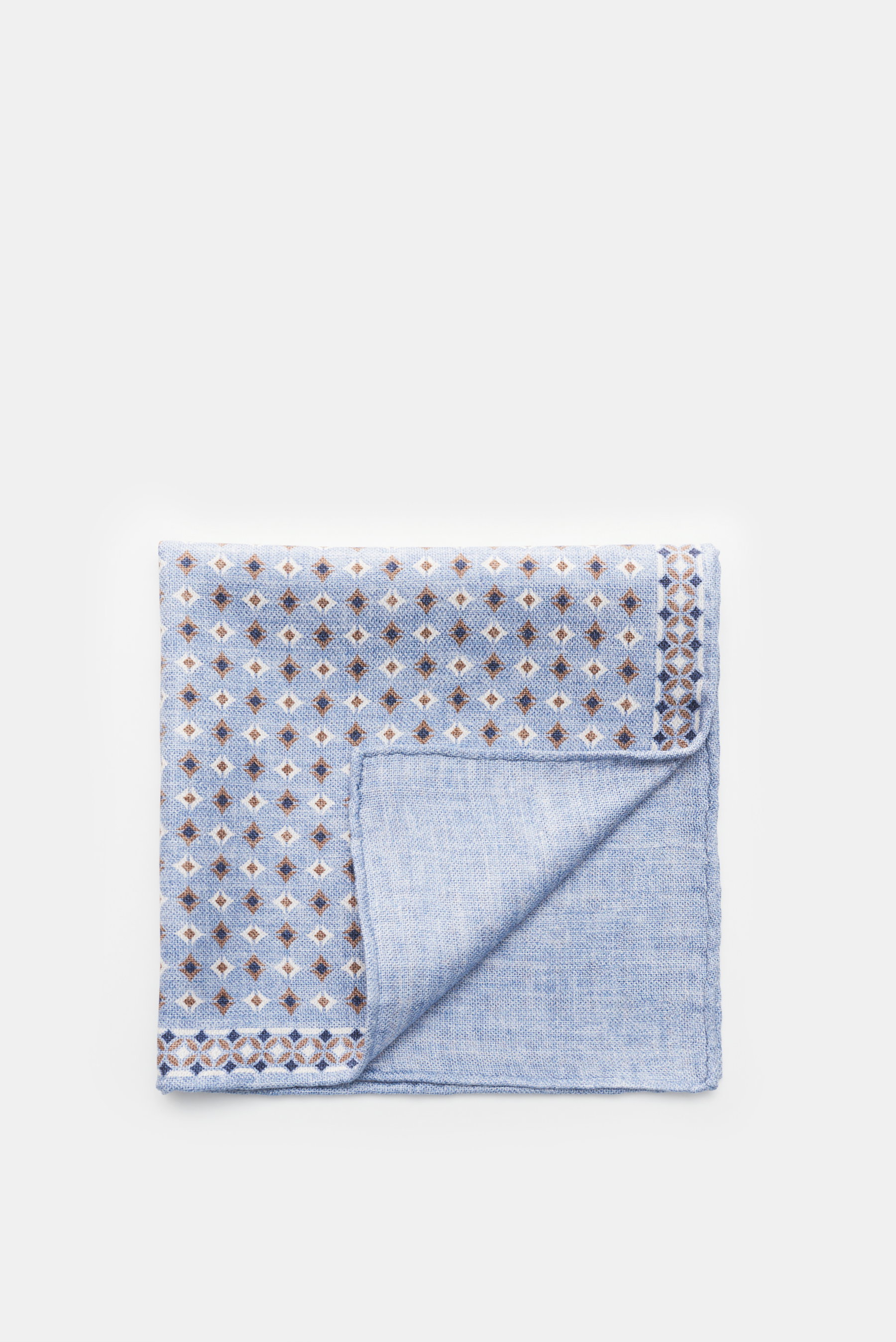 Brunello Cucinelli Einstecktuch rauchblau/hellbraun gemustert